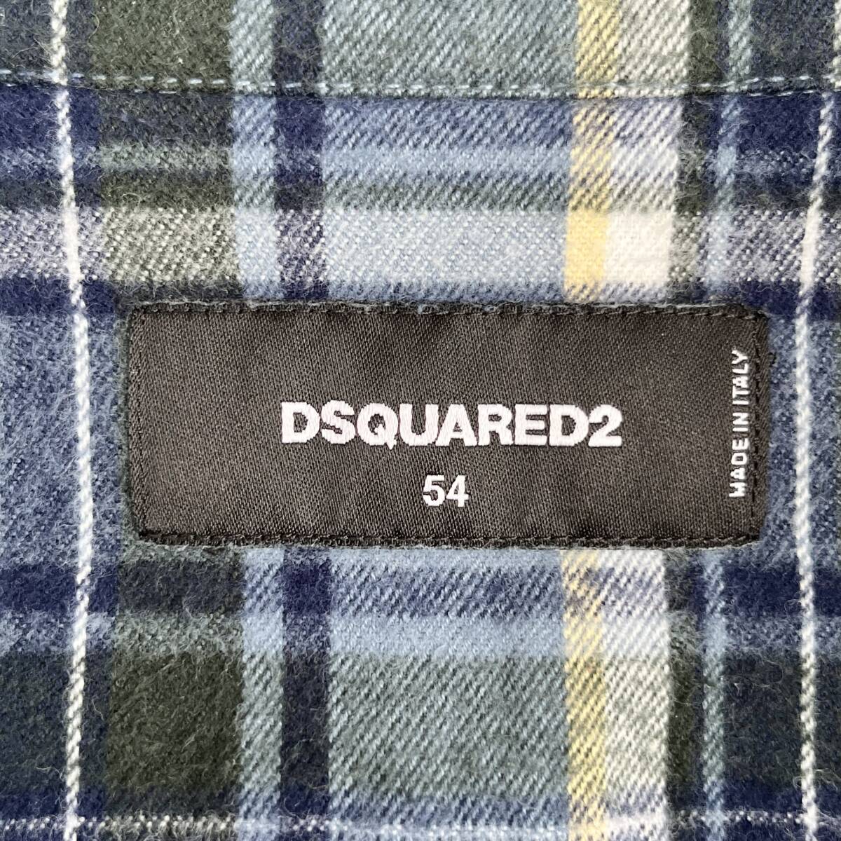 DSQUARED2 ディースクエアード サイズ52 Check Shirt チェックシャツ ネルシャツ フランネル ボタンダウン ブルー S74DM0175