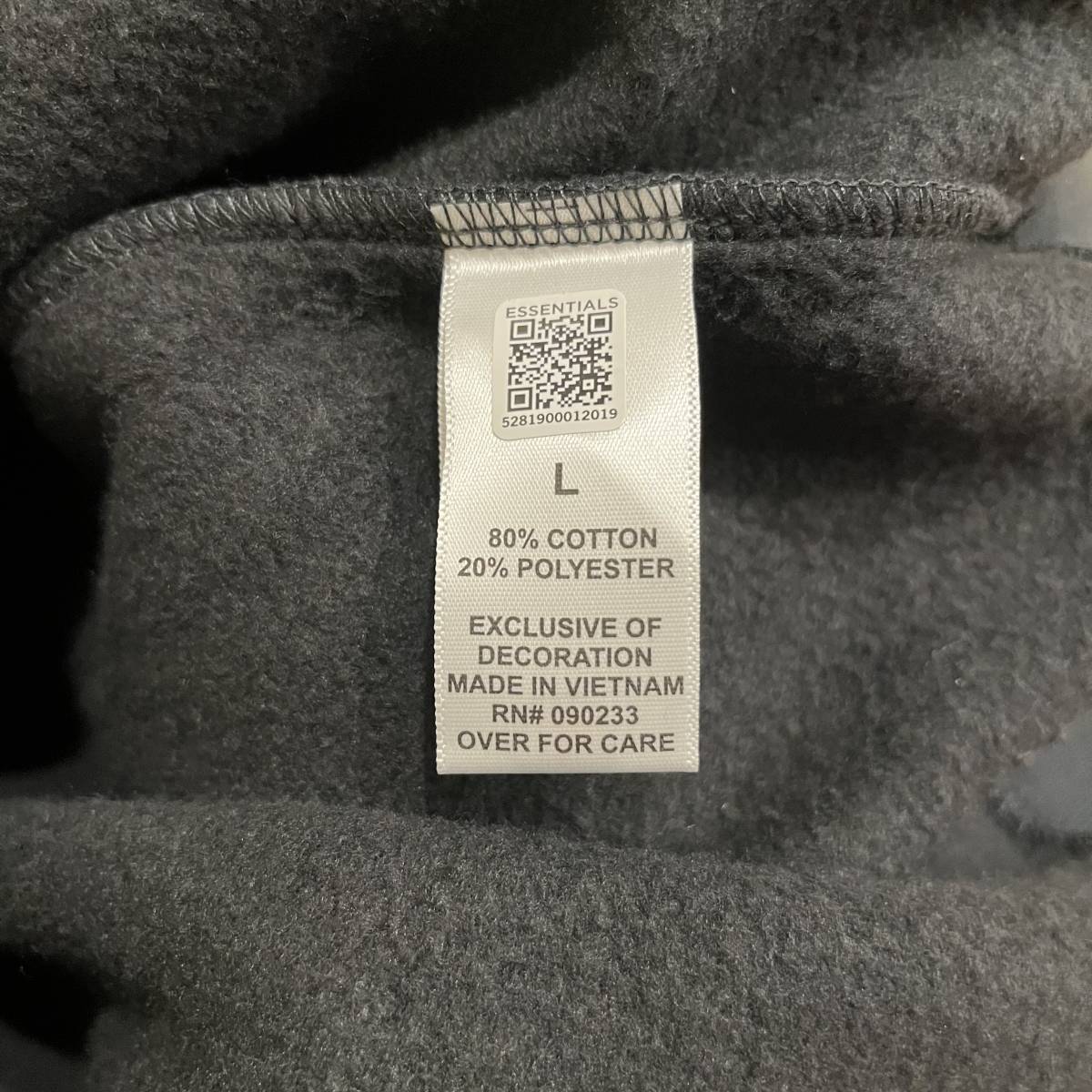 新品 FOG Fear Of God Essentials フィアオブゴッド エッセンシャルズ Lサイズ LOGOスウェット ブラック Black