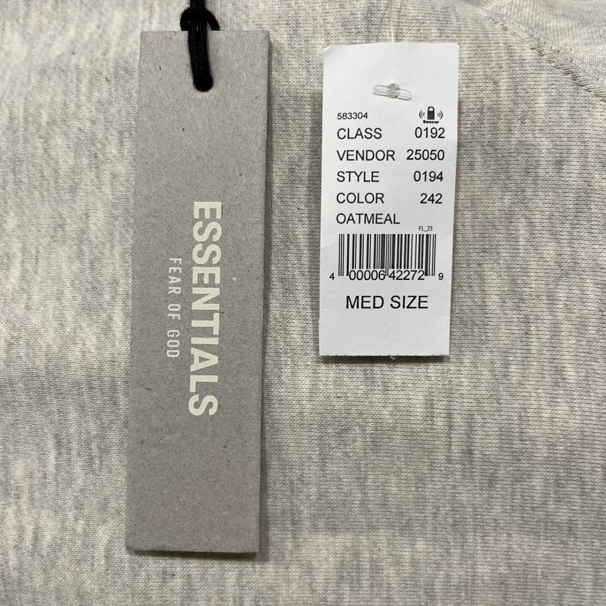 新品 FOG Fear Of God Essentials フィアオブゴッド エッセンシャルズ Mサイズ LOGOスウェット Oatmeal オートミール