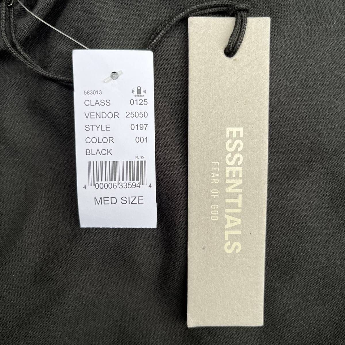 新品 FOG Fear Of God Essentials フィアオブゴッド エッセンシャルズ Mサイズ LOGO ロングスリーブTシャツ Black ブラック