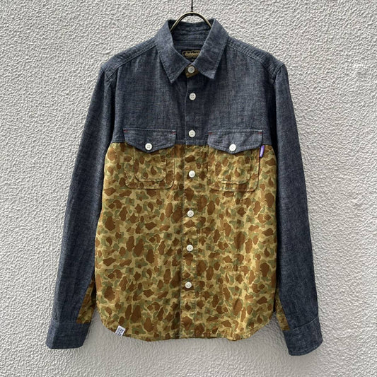 BALABUSHKA REMNANTS バラブシュカレムナンツ サイズ2 カモフラージュ 切替 長袖 シャツ