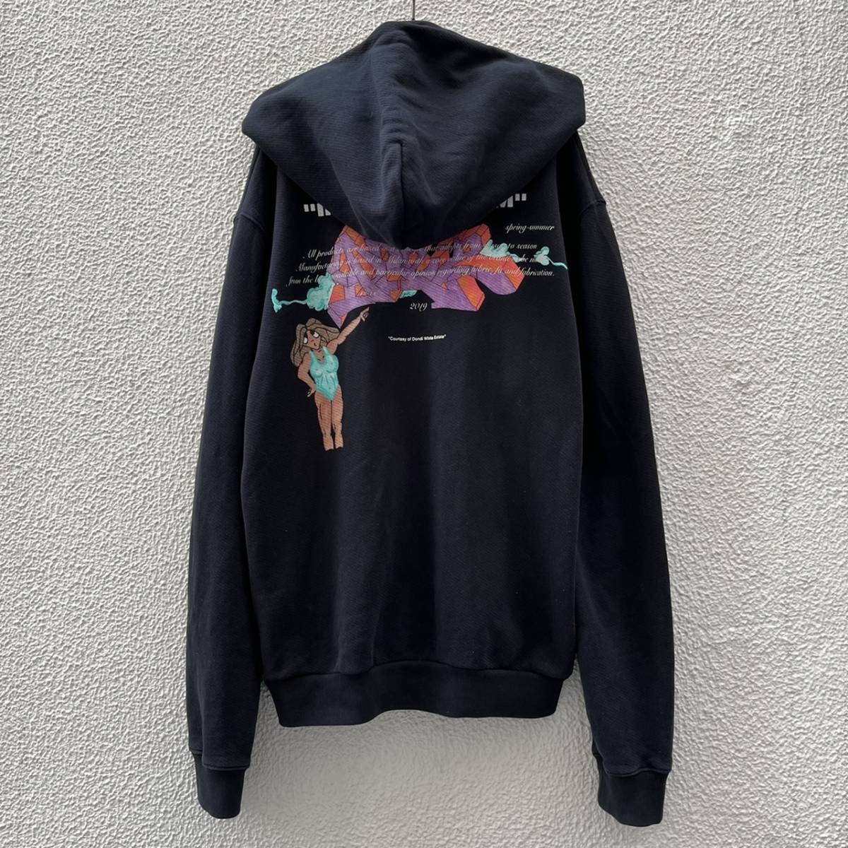 Off-White オフホワイト MAIN LABEL Lサイズ ジップアップ パーカー ブラック Black Virgil Abloh ヴァージルアブロー