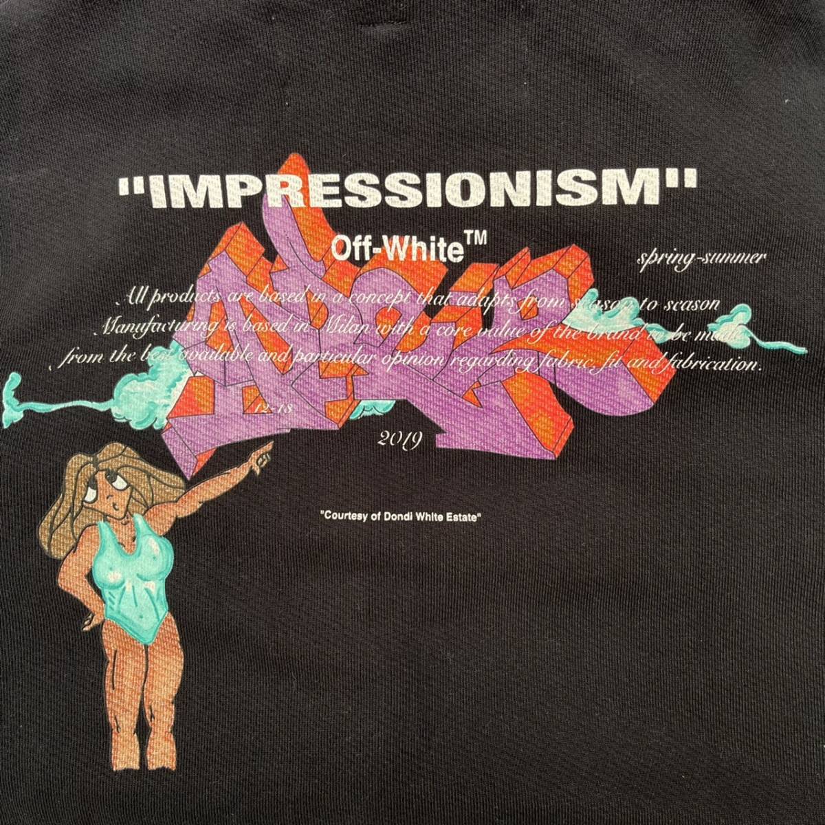 Off-White オフホワイト MAIN LABEL Lサイズ ジップアップ パーカー ブラック Black Virgil Abloh ヴァージルアブロー