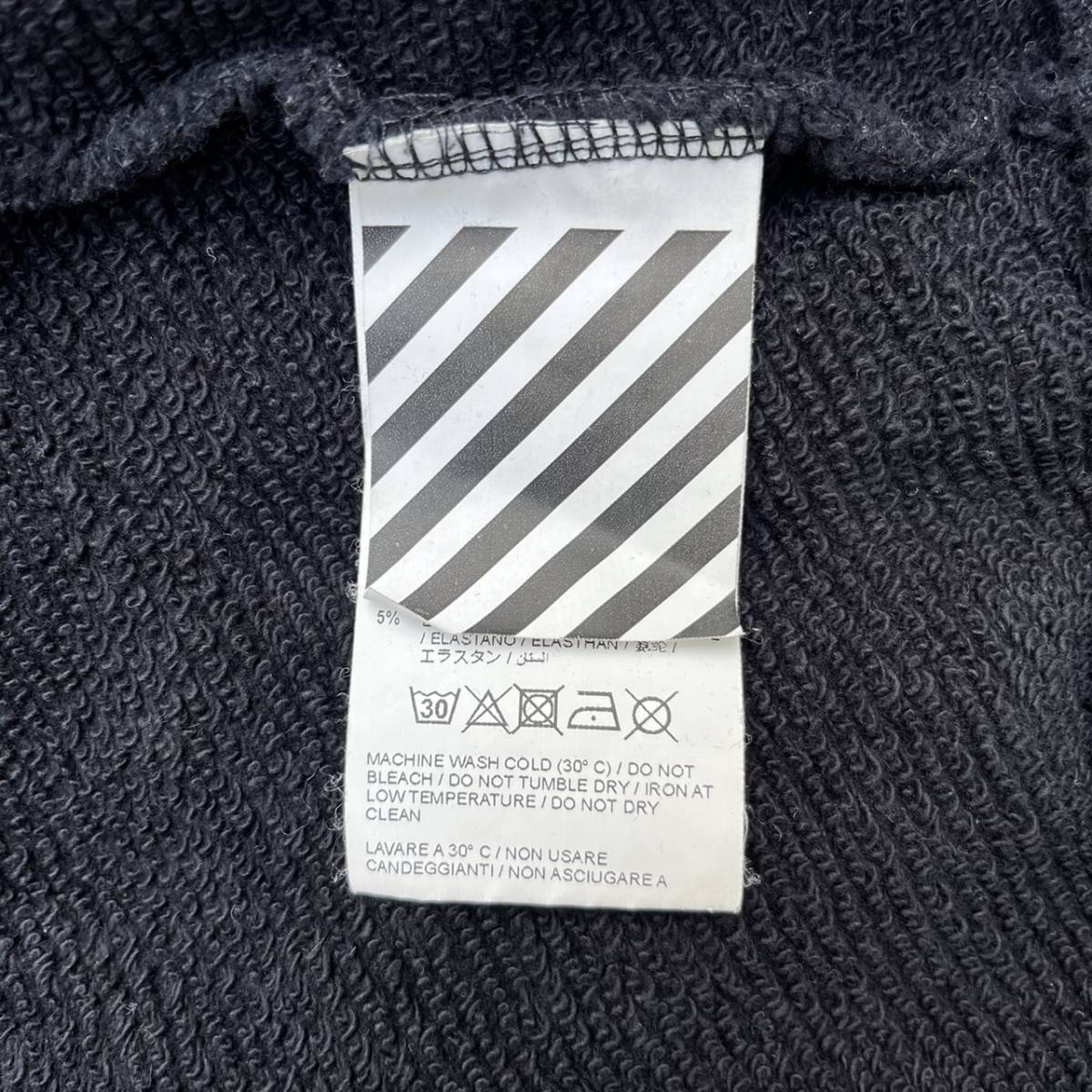Off-White オフホワイト MAIN LABEL Lサイズ ジップアップ パーカー ブラック Black Virgil Abloh ヴァージルアブロー