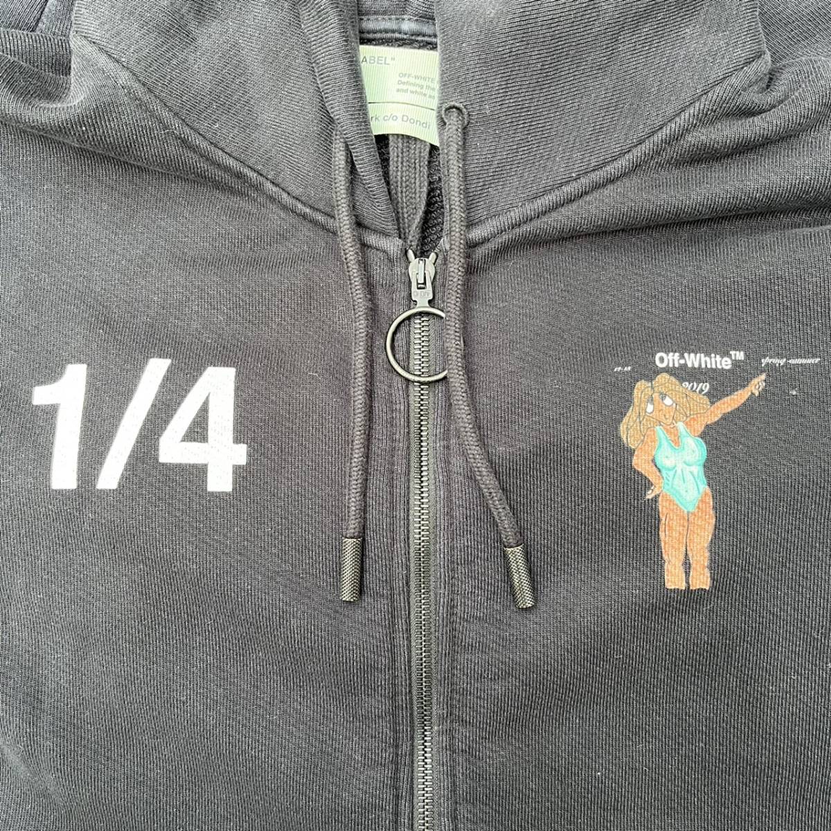 Off-White オフホワイト MAIN LABEL Lサイズ ジップアップ パーカー ブラック Black Virgil Abloh ヴァージルアブロー