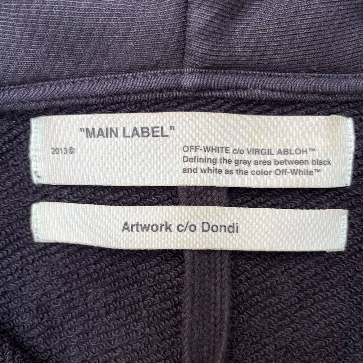 Off-White オフホワイト MAIN LABEL Lサイズ ジップアップ パーカー ブラック Black Virgil Abloh ヴァージルアブロー