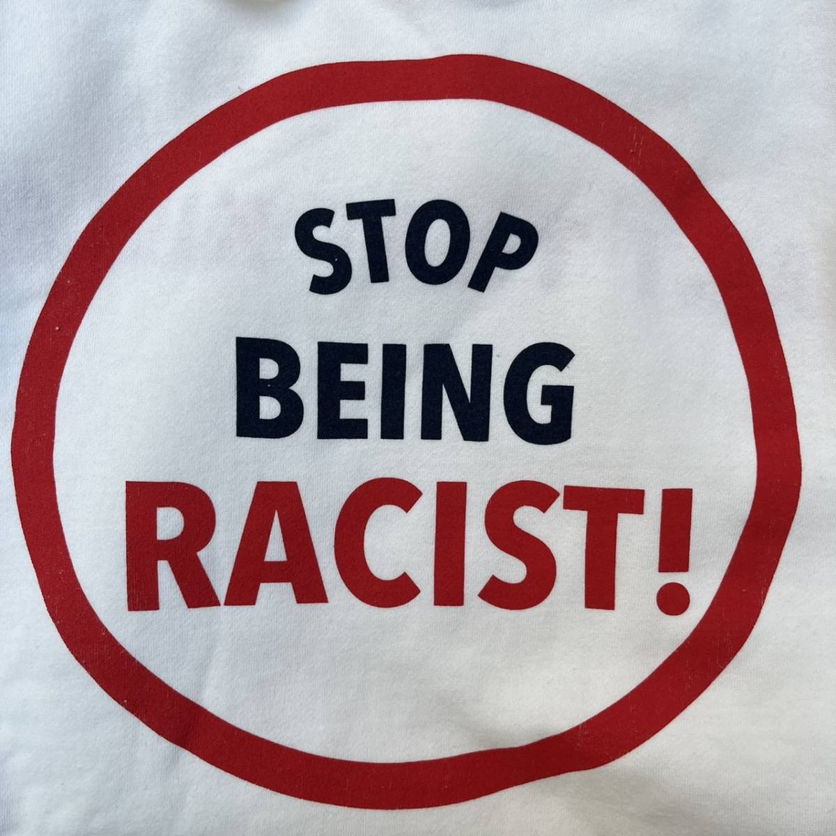 希少 GALLERY DEPT. ギャラリーデプト Lサイズ リバーシブル パーカー フーディ ホワイト STOP BEING RACIST!