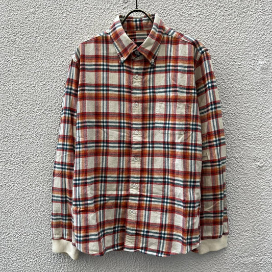 SOPHNET. ソフネット Mサイズ リブ付き チェック 長袖 シャツ ボタンダウン