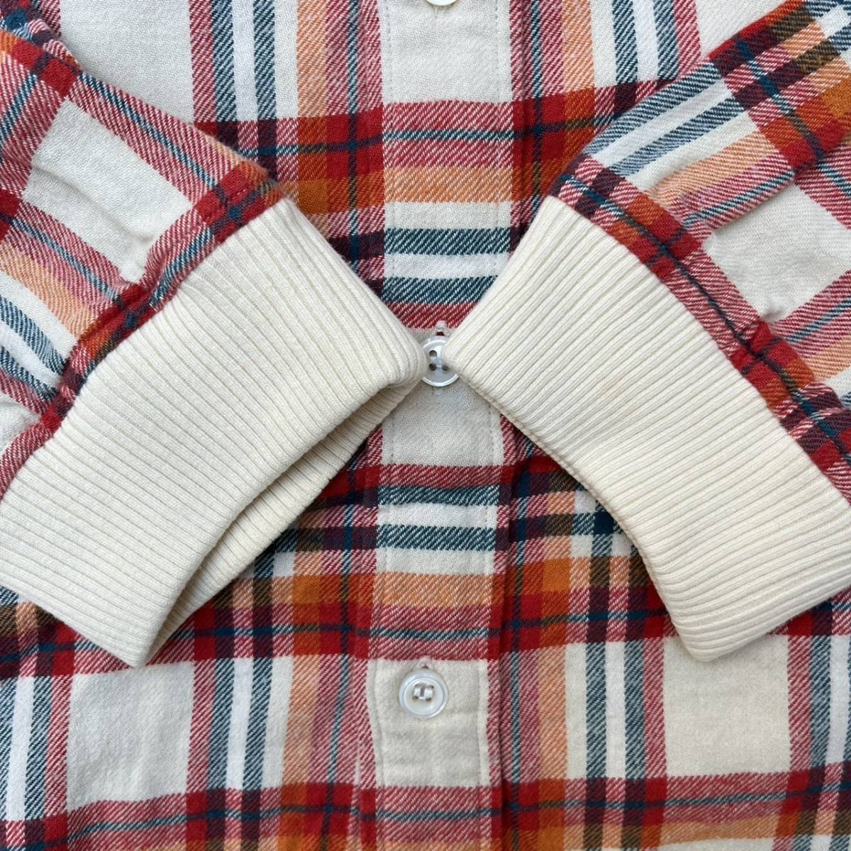 SOPHNET. ソフネット Mサイズ リブ付き チェック 長袖 シャツ ボタンダウン