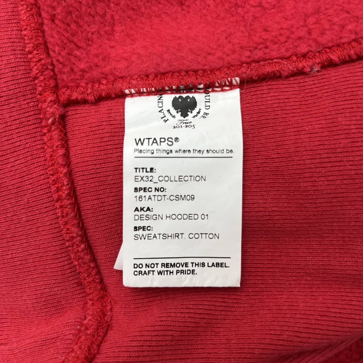WTAPS ダブルタップス Mサイズ プルオーバー パーカー ロゴ フーディ レッド