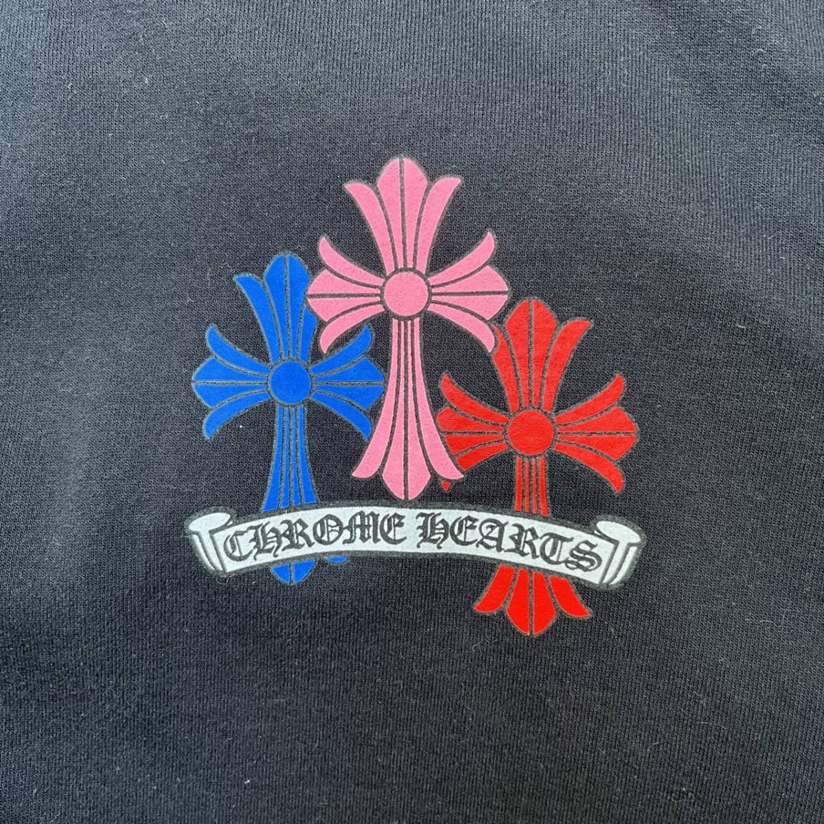 新品 CHROME HEARTS クロムハーツ XLサイズ マルチカラークロス プルオーバー パーカー Multi Color Cross Cemetery Hoodie ブラック