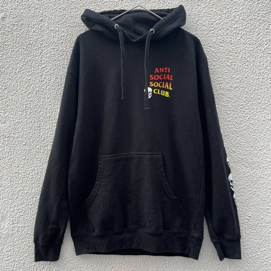 ANTI SOCIAL SOCIAL CLUB アンチソーシャルソーシャルクラブ Mサイズ スカル プリント プルオーバー パーカー ブラック