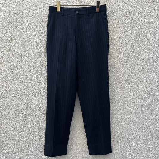 COMME des GARONS HOMME PLUS コムデギャルソンオムプリュス Sサイズ ウールスラックス ストライプ ネイビー