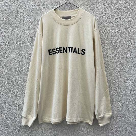 新品 FOG Fear Of God Essentials フィアオブゴッド エッセンシャルズ Mサイズ LOGO ロングスリーブTシャツ CREAM クリーム