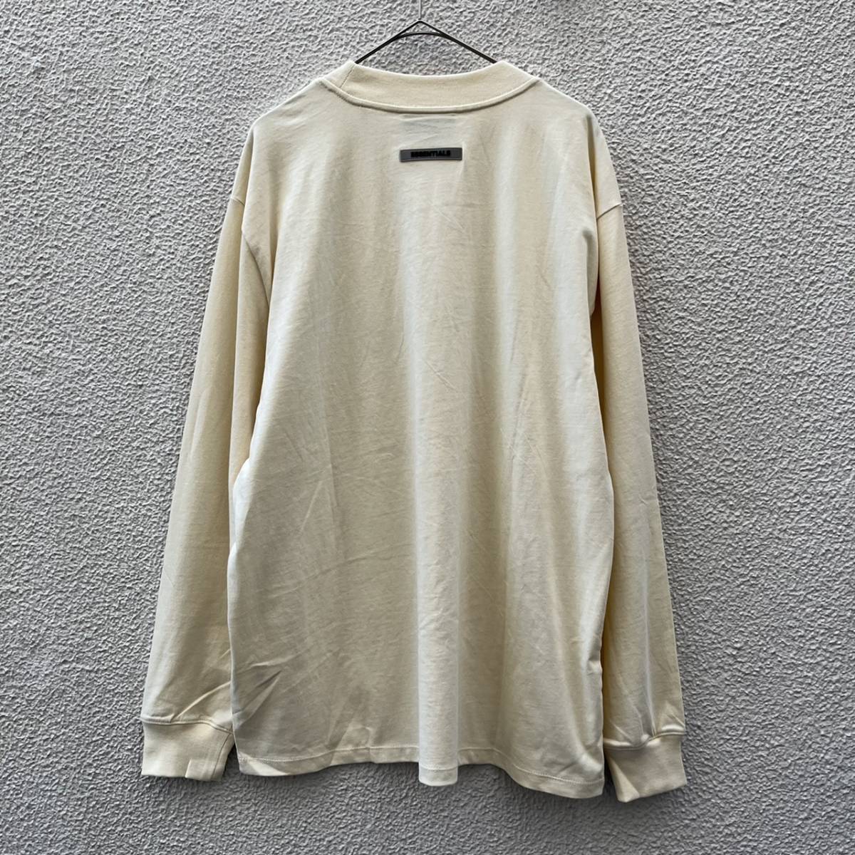 新品 FOG Fear Of God Essentials フィアオブゴッド エッセンシャルズ Mサイズ LOGO ロングスリーブTシャツ CREAM クリーム