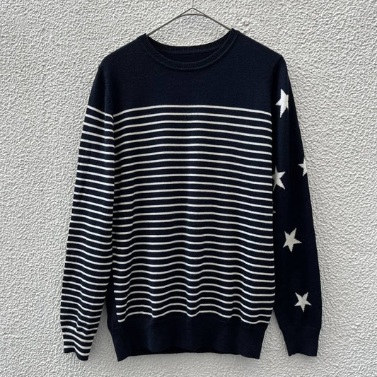 uniform experiment ユニフォームエクスペリメント サイズ2 ウールカーディガン スター ボーダー ネイビー