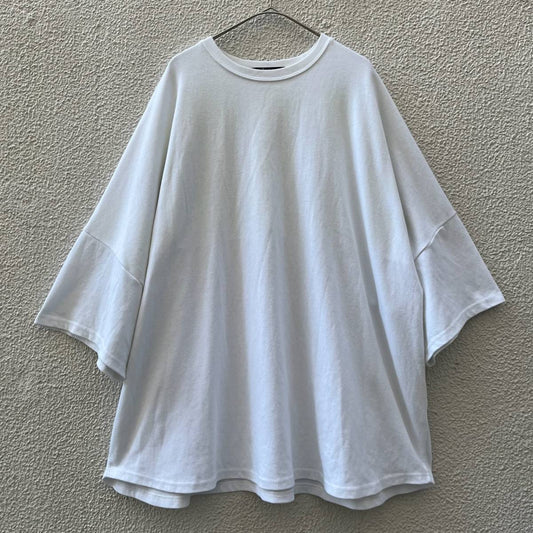 .KOM ドットコム フリーサイズ ビックシルエット Tシャツ ワイドシルエット プリント ホワイト