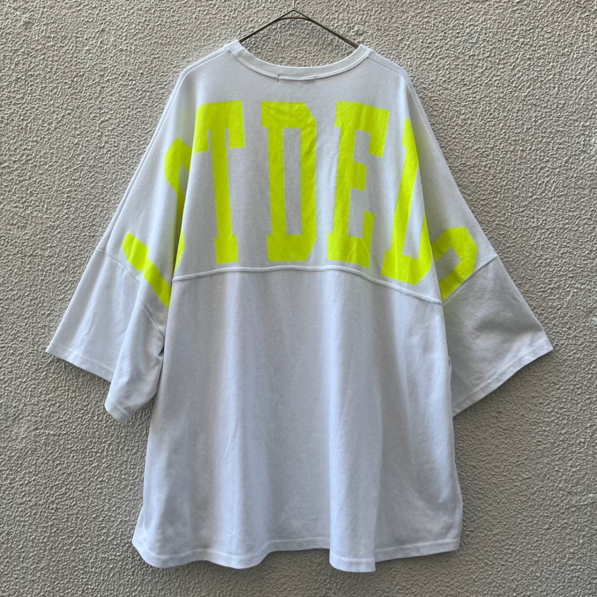 .KOM ドットコム フリーサイズ ビックシルエット Tシャツ ワイドシルエット プリント ホワイト