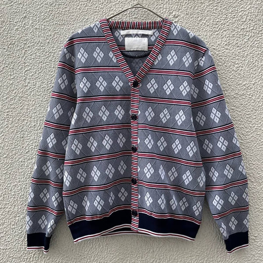 White Mountaineering ホワイトマウンテニアリング Mサイズ カーディガン ポリエステル 四つ目菱 菱形柄