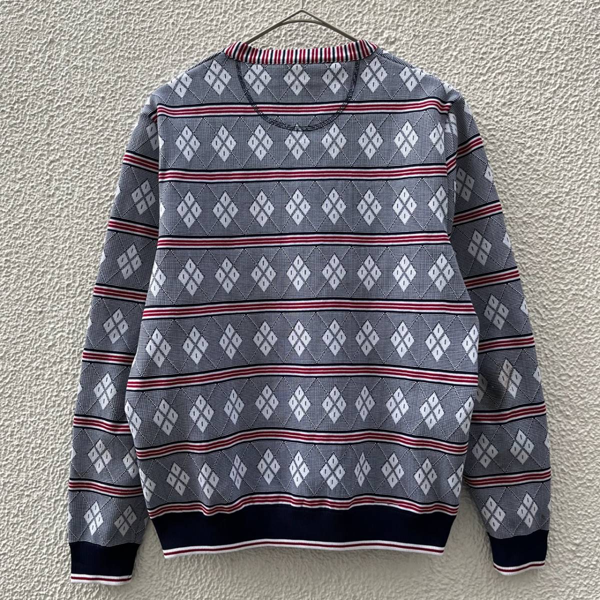 White Mountaineering ホワイトマウンテニアリング Mサイズ カーディガン ポリエステル 四つ目菱 菱形柄