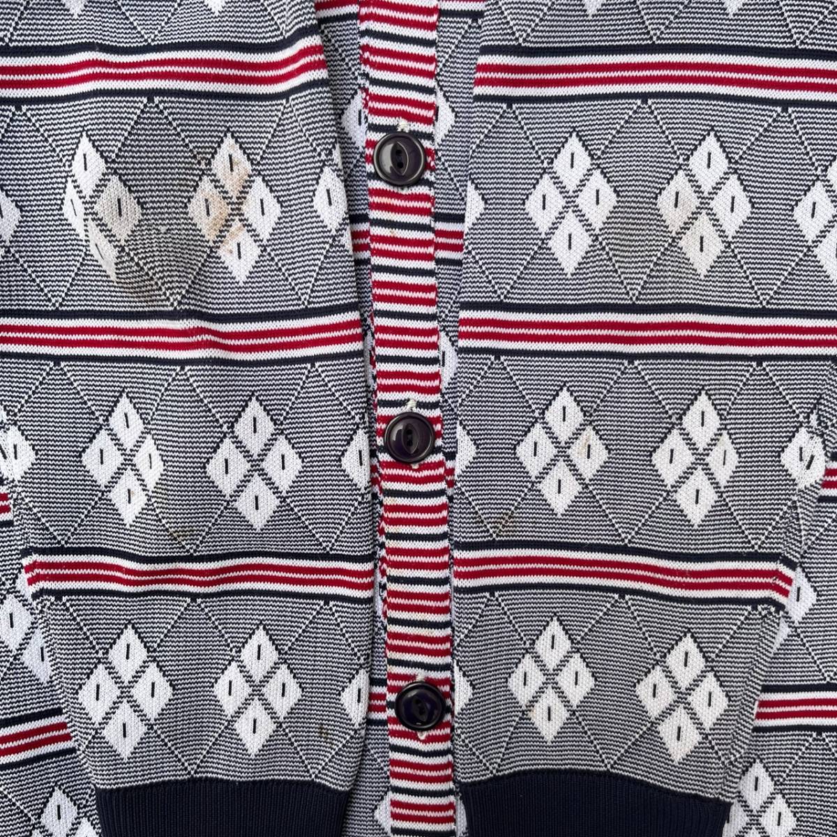White Mountaineering ホワイトマウンテニアリング Mサイズ カーディガン ポリエステル 四つ目菱 菱形柄