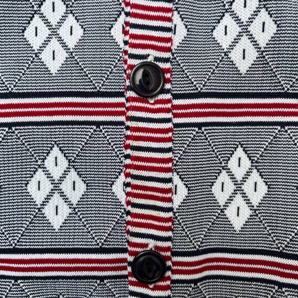 White Mountaineering ホワイトマウンテニアリング Mサイズ カーディガン ポリエステル 四つ目菱 菱形柄