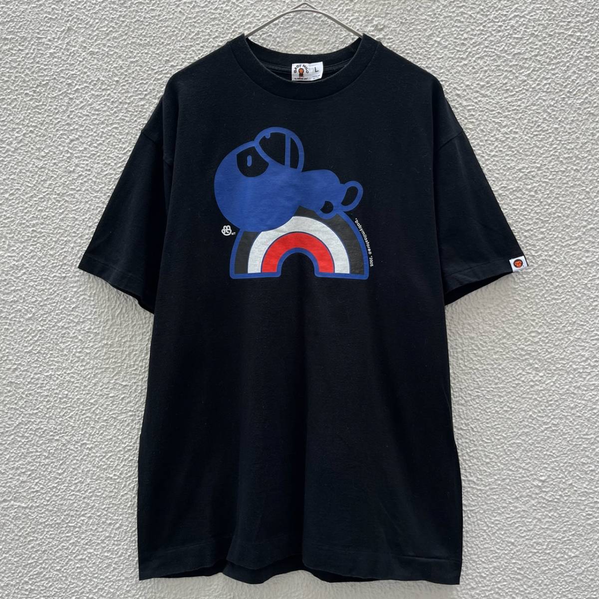 Peachの古着【サイドシャーク◎】ape 半袖Tシャツビッグロゴ黒ストリート　ブラックL