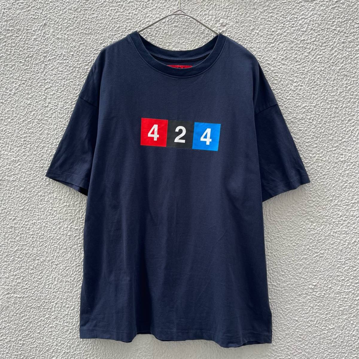 424 フォートゥーフォー Mサイズ ロゴ Tシャツ 半袖 コットン ネイビー ...