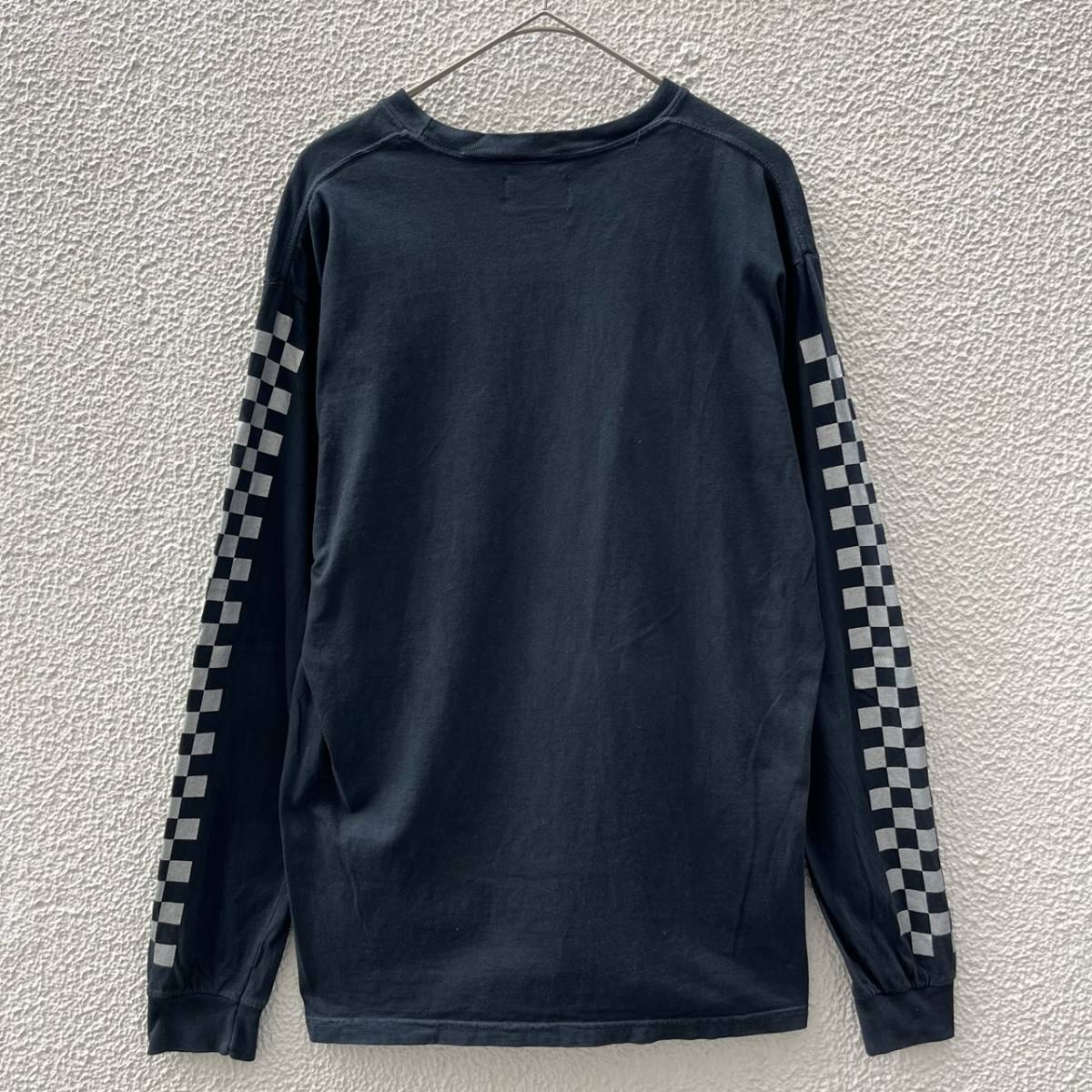 MINTCREW ミントクルー Sサイズ ロングスリーブTシャツ ロンT 袖プリント チェッカー クロス ブラック
