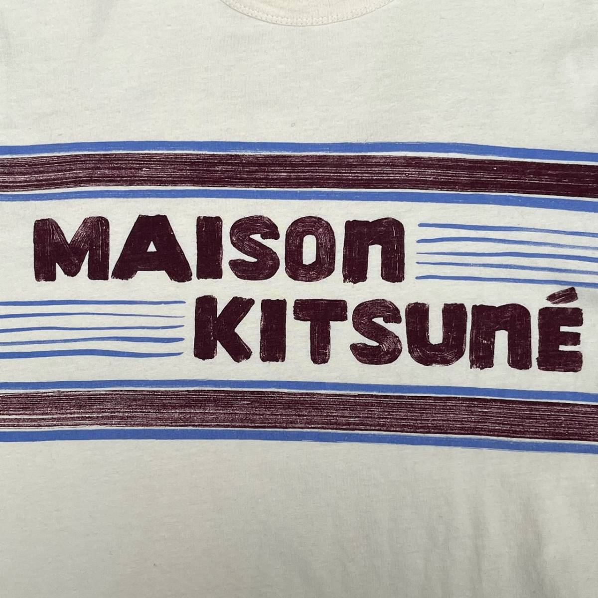 MAISON KITSUNE メゾン キツネ XSサイズ ロゴ Tシャツ プリント 半袖 クリーム