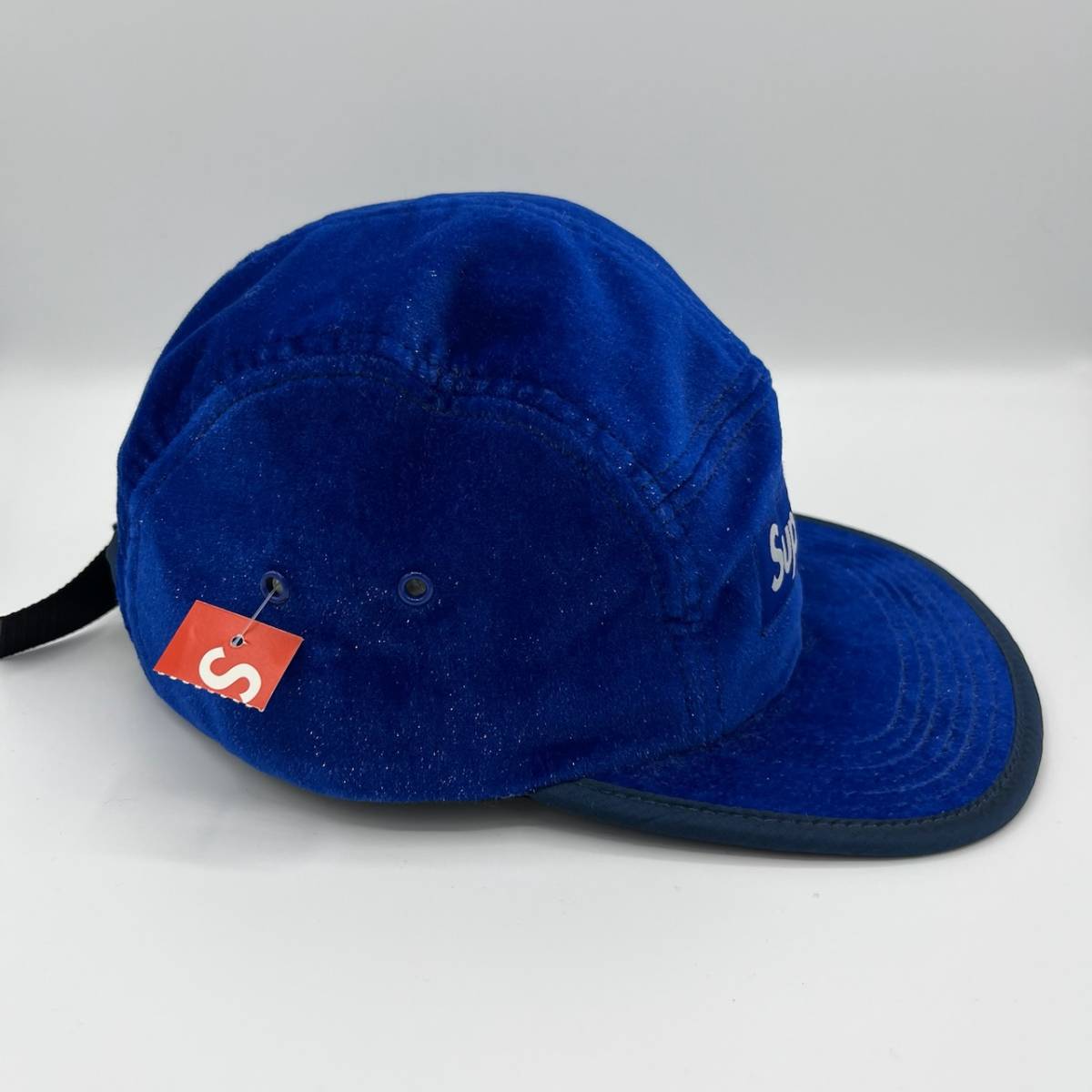 新品 Supreme シュプリーム ボックスロゴ キャップ 帽子 ベロア ラメ ブルー