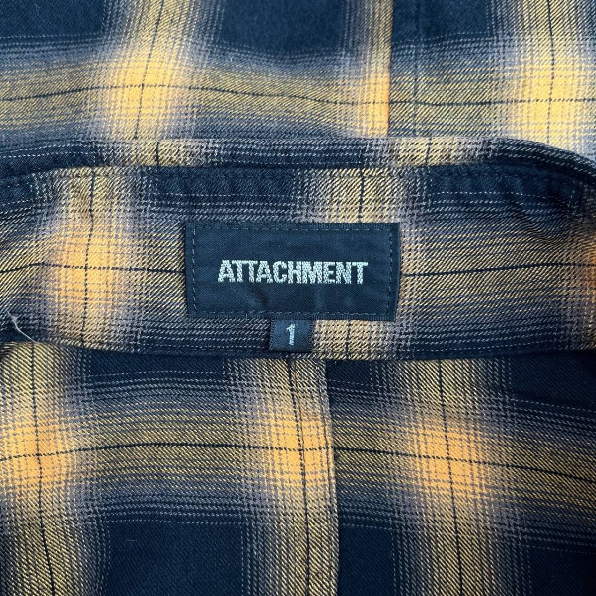 ATTACHMENT アタッチメント サイズ1 チェックシャツ 長袖 シャツ イエロー ブラック