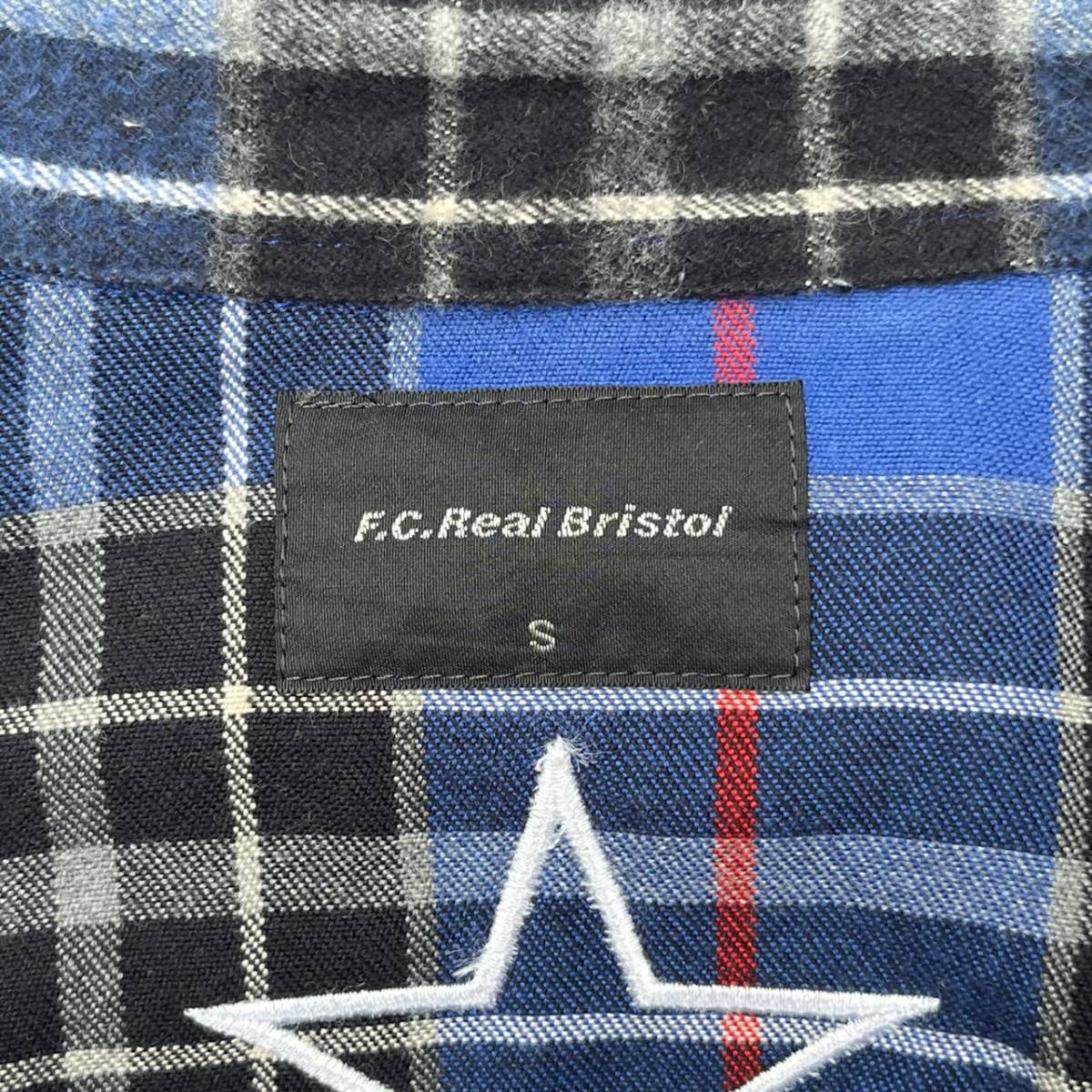 F.C.Real.Bristol エフシーレアルブリストル Sサイズ チェックシャツ 長袖シャツ スター ブルー