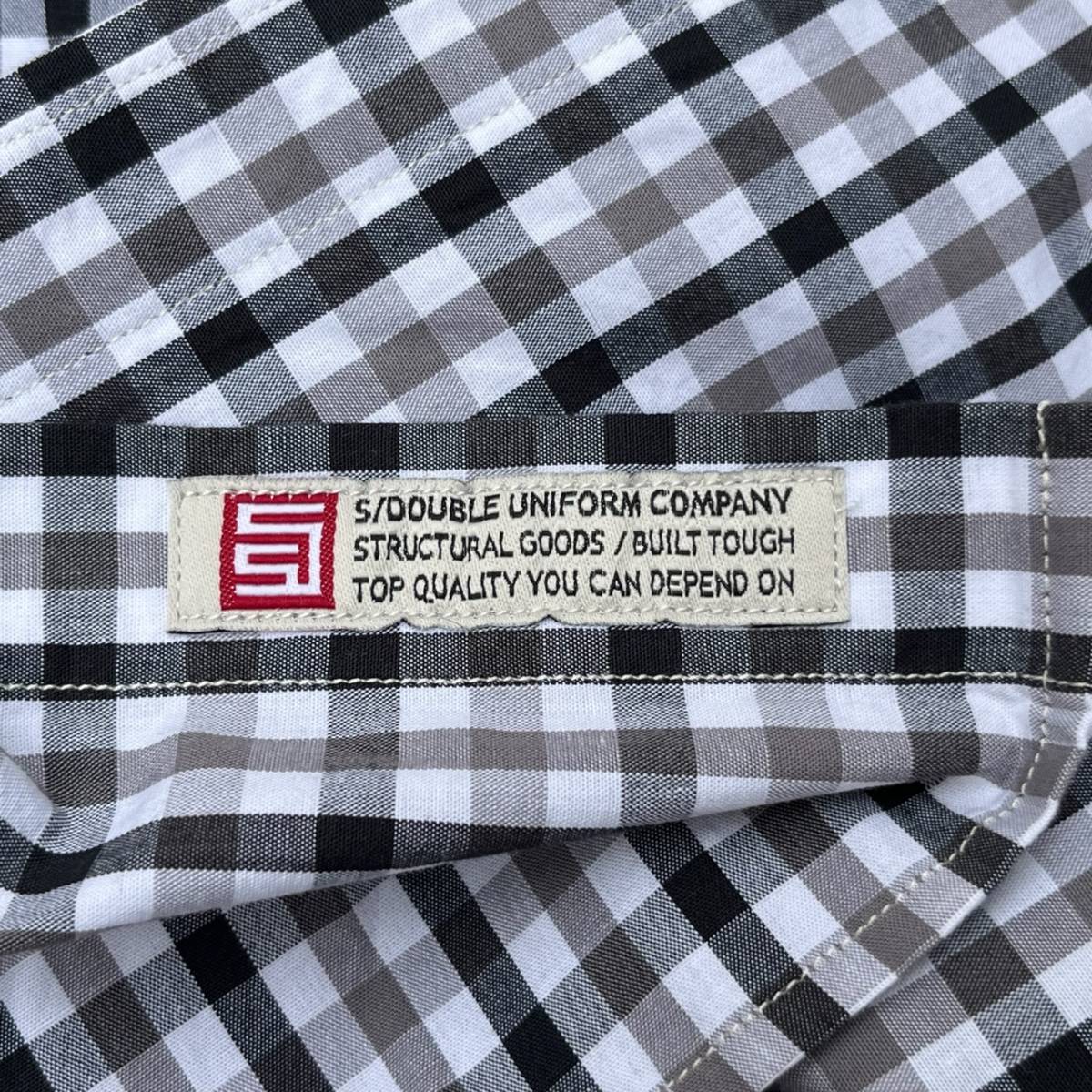 新品 S/DOUBLE エスダブル Mサイズ チェックシャツ 半袖シャツ グレー