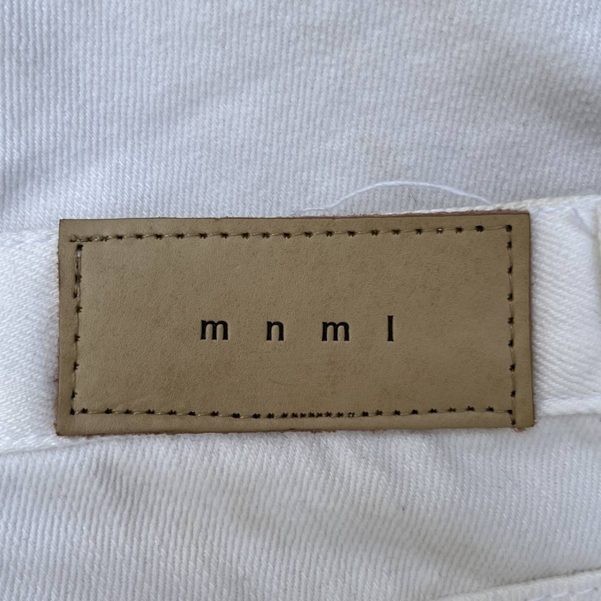 mnml ミニマル サイズ28 クラッシュ加工 デニム タイトシルエット 裾ジップ ホワイト
