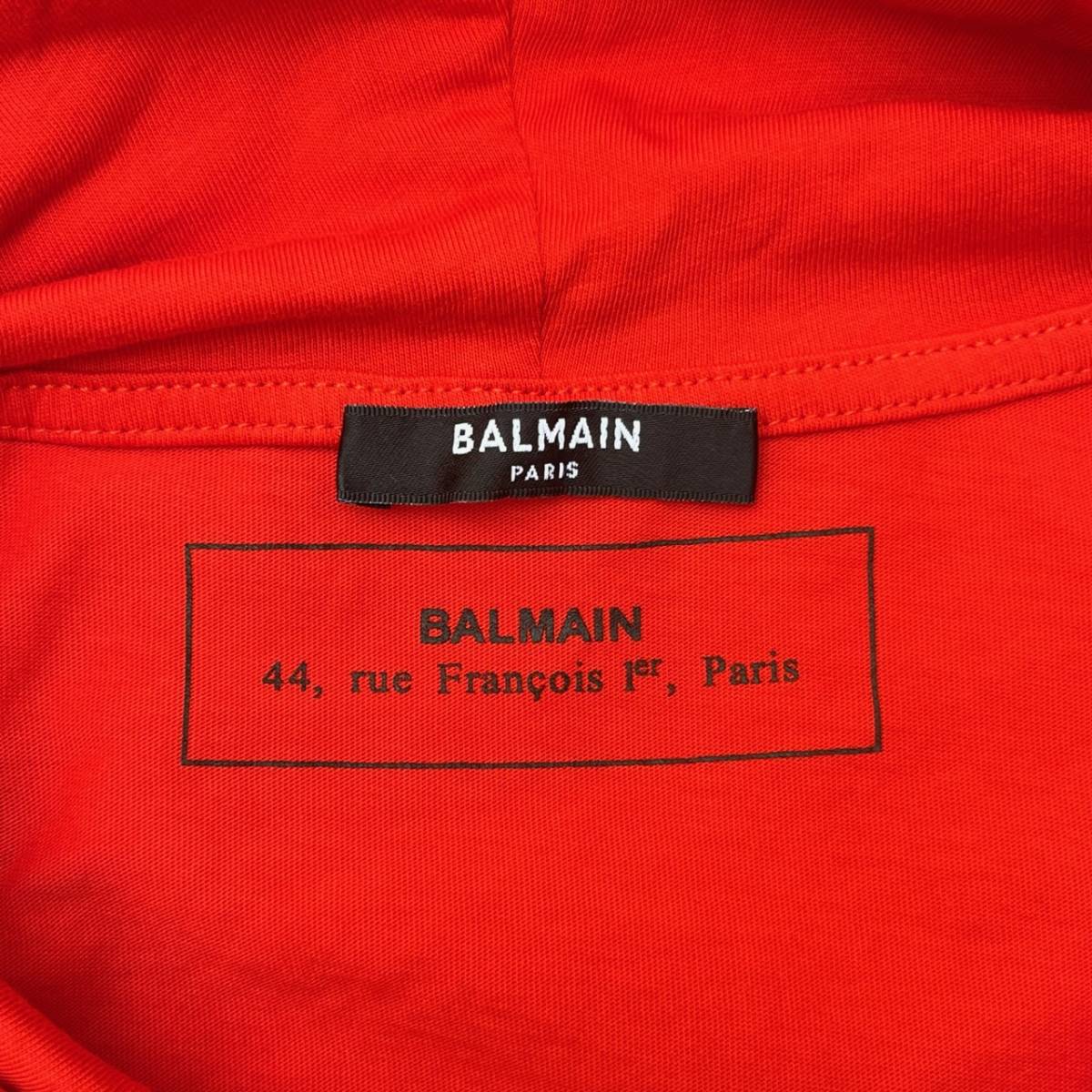 BALMAIN バルマン Lサイズ ショートスリーブTシャツ フード付きTシャツ 半袖 オレンジ