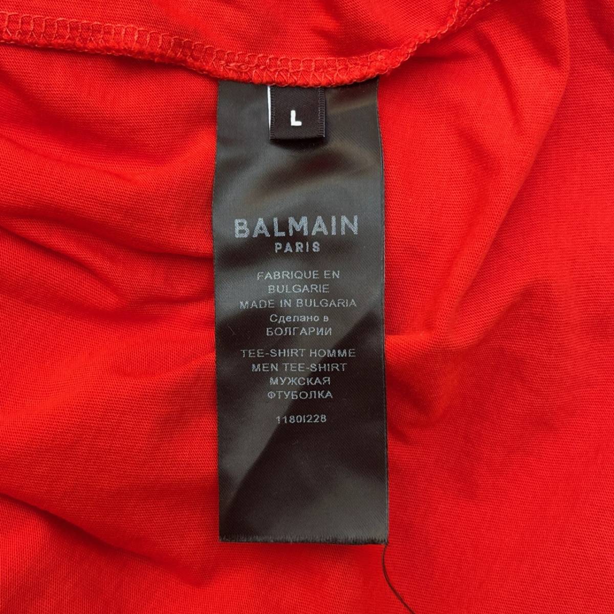 BALMAIN バルマン Lサイズ ショートスリーブTシャツ フード付きTシャツ 半袖 オレンジ