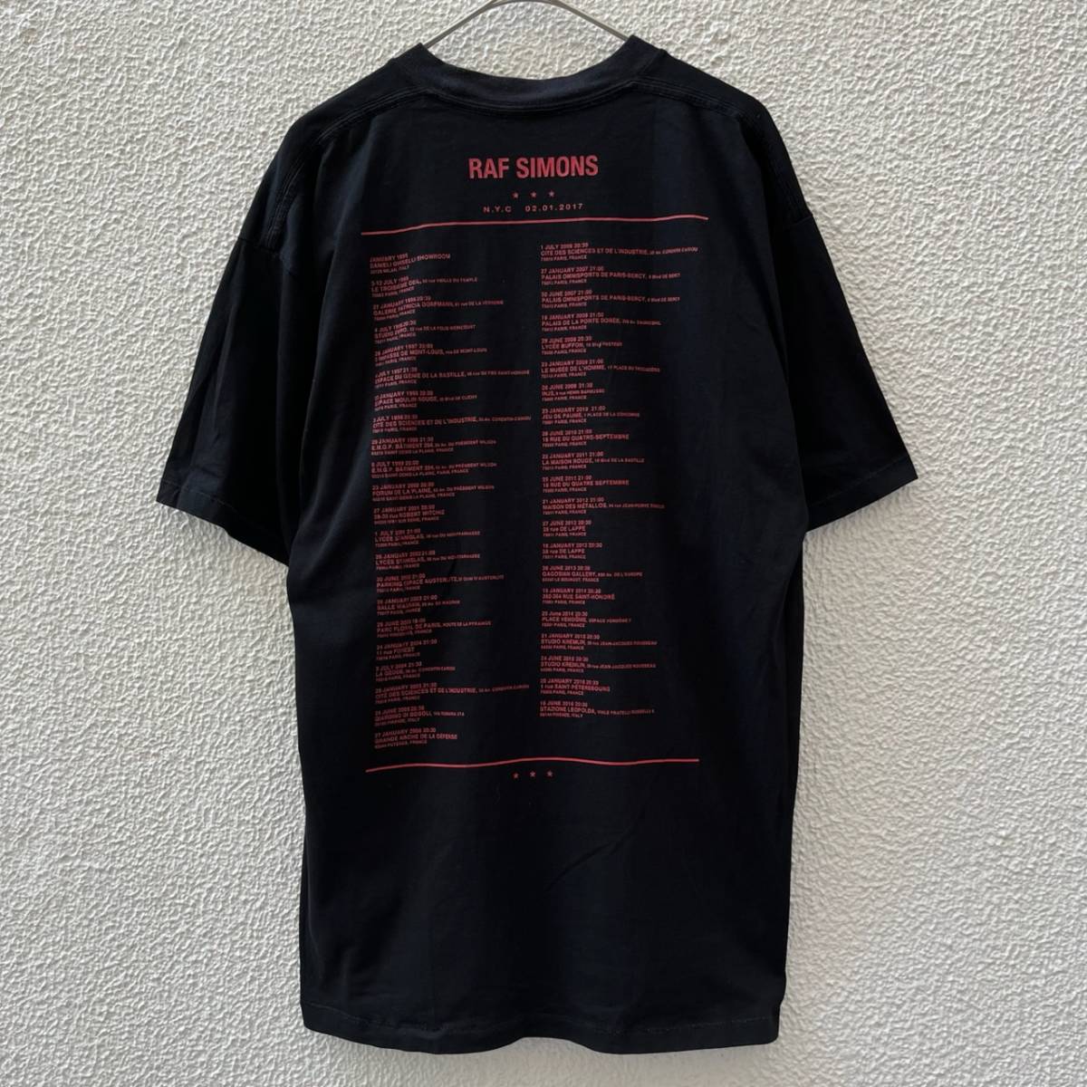 RAF SIMONS ラフシモンズ XSサイズ TOUR CREWNECK ツアークルーネック Tシャツ ブラック