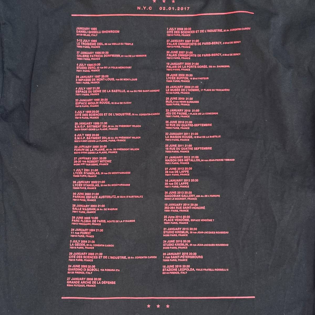 RAF SIMONS ラフシモンズ XSサイズ TOUR CREWNECK ツアークルーネック Tシャツ ブラック