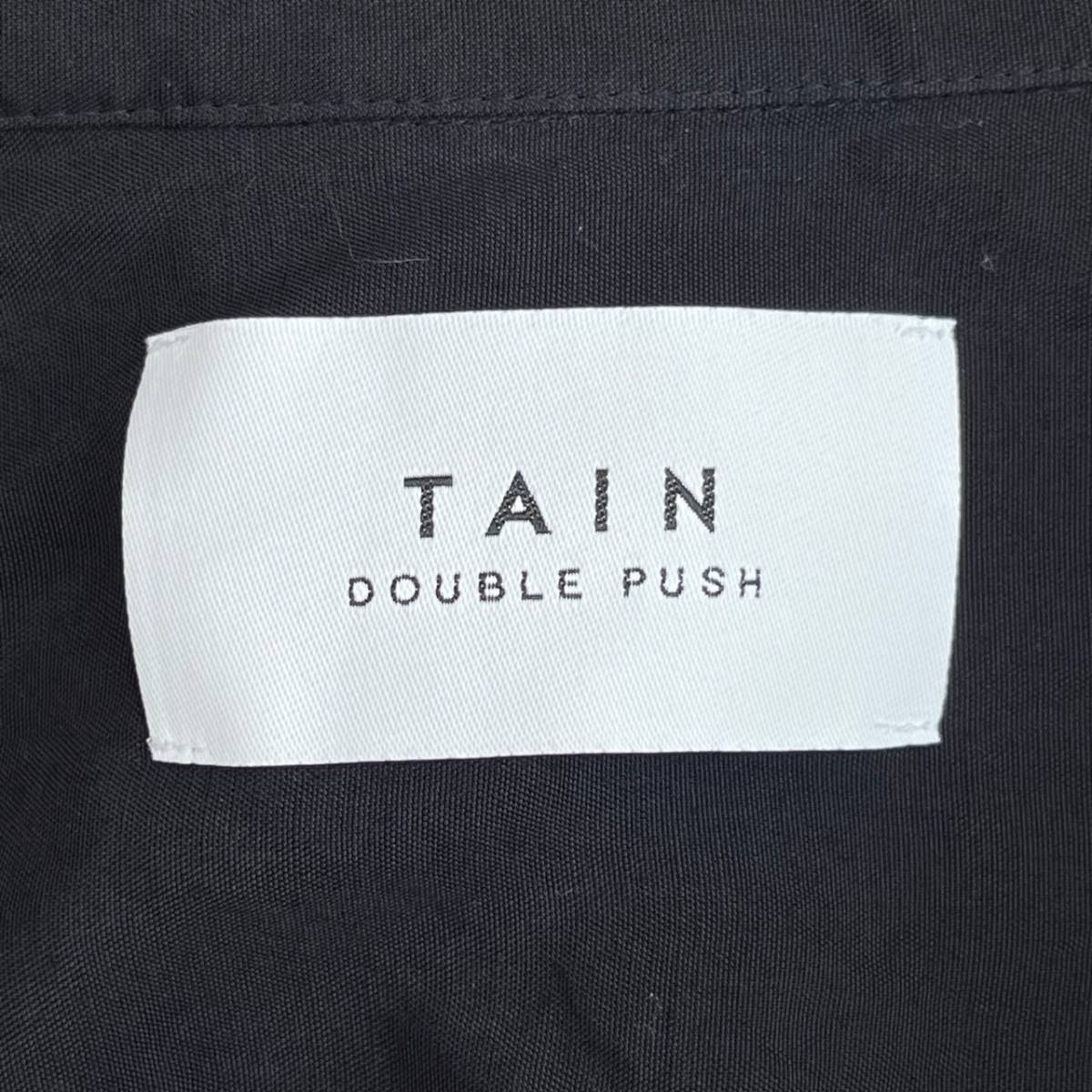 TAIN DOUBLE PUSH タインダブルプッシュ Lサイズ 柄シャツ 半袖 シャツ 開襟 ファイヤー 刺繍 ブラック