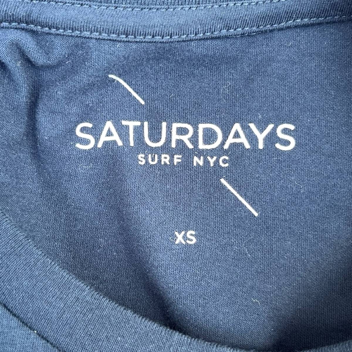 未使用品 SATURDAYS SURF NYC サタデーズサーフニューヨーク XSサイズ Tシャツ 半袖 プリント ネイビー