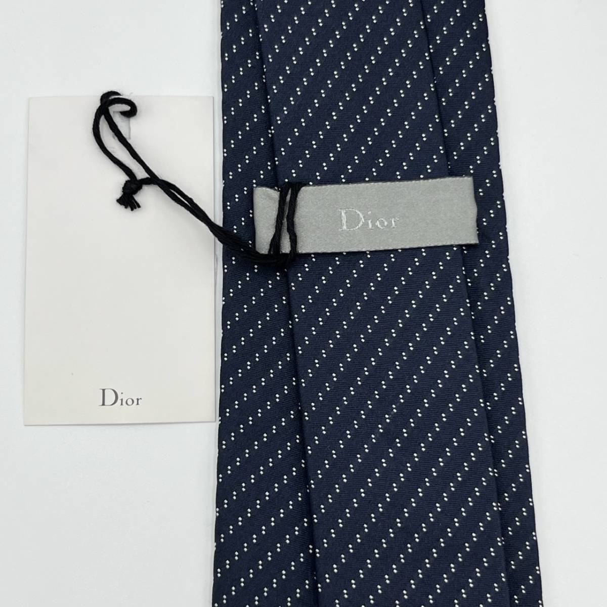 新品 Dior ディオール ネクタイ レギュラータイ ストライプ 絹 シルク ネイビー