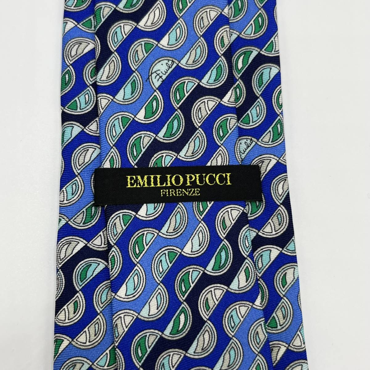 新品 EMILIO PUCCI エミリオプッチ ネクタイ レギュラータイ 絹 シルク 総柄 ブルー