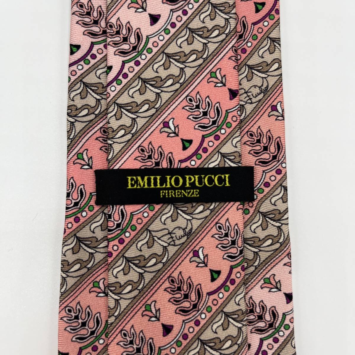 新品 EMILIO PUCCI エミリオプッチ ネクタイ レギュラータイ 絹 シルク 総柄 ピンク