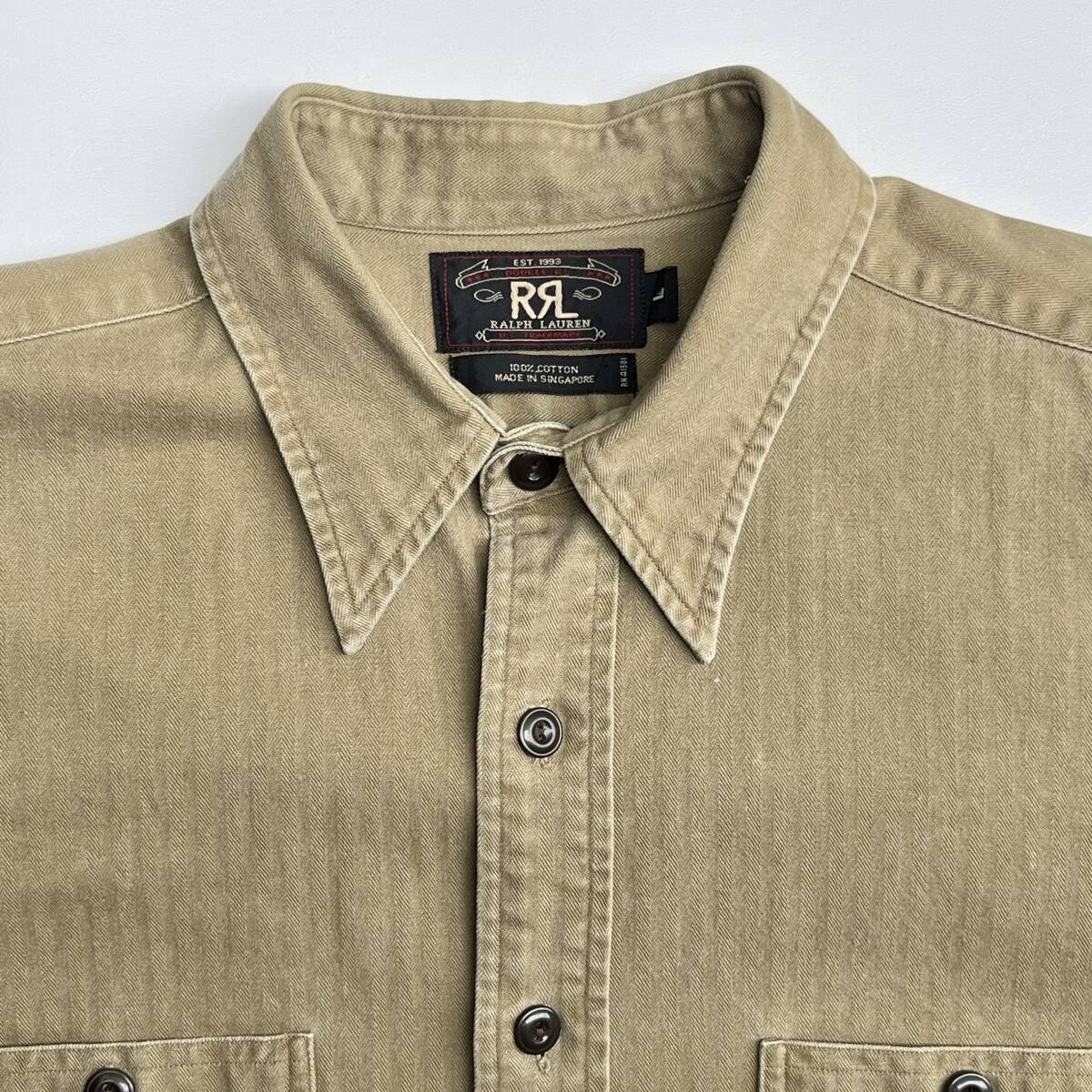 RRL ダブルアールエル Lサイズ ワークシャツ 長袖シャツ カーキ