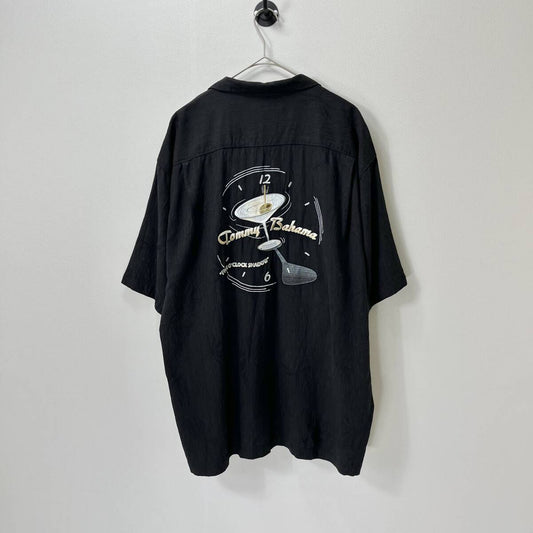 TOMMY BAHAMA トミーバハマ XLサイズ アロハシャツ 刺繍 開襟シャツ オープンカラー シルク ブラック