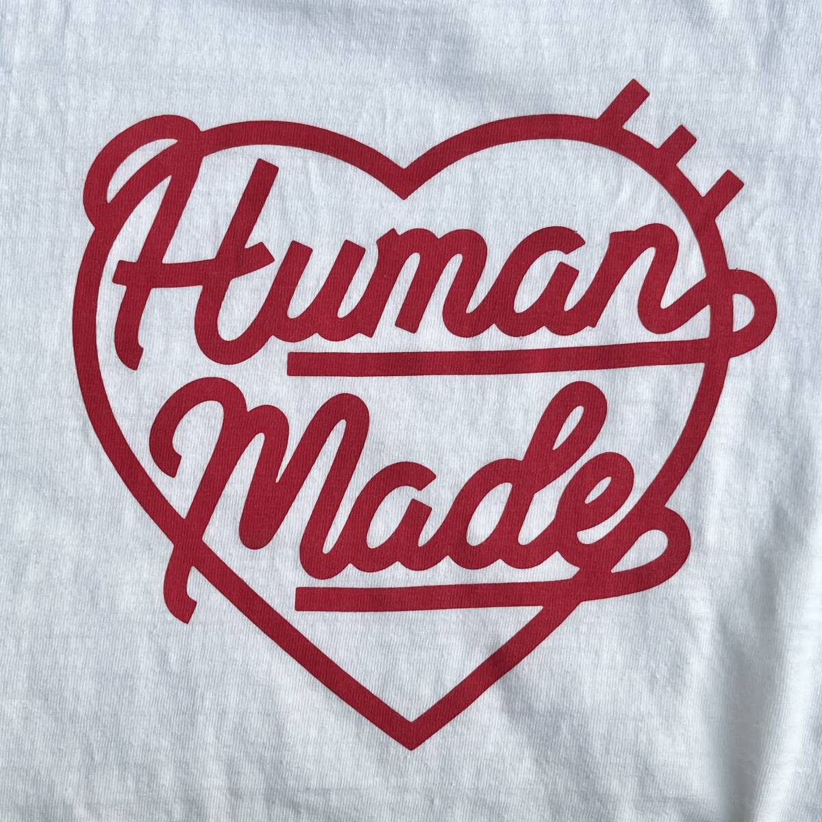 HUMAN MADE ヒューマンメイド XLサイズ ワンポイント Tシャツ ハートワッペン ハートロゴ 刺繍 半袖シャツ ホワイト
