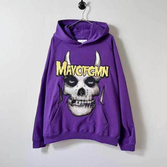 MAYO メイヨー Lサイズ Embroidery Hoodie スカル パーカー フーディ ラグラン 刺繍 グラフィック パープル