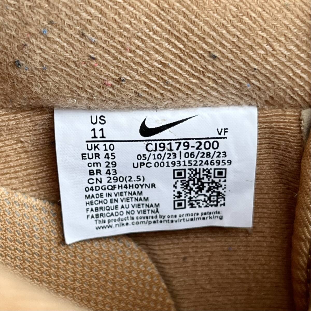 NIKE ナイキ AIR FORCE 1 エアフォース1 US11 29cm 07 WB Flax/Wheat フラックス ウィート ローカット スニーカー ブラウン