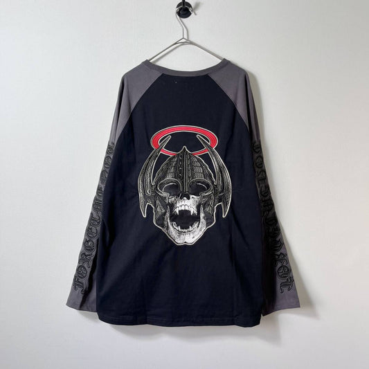 未使用品 MAYO メイヨー Lサイズ Skull Embroidery Raglan Long Sleeve Tee ロングスリーブTシャツ ロンT スカル 刺繍 ブラック